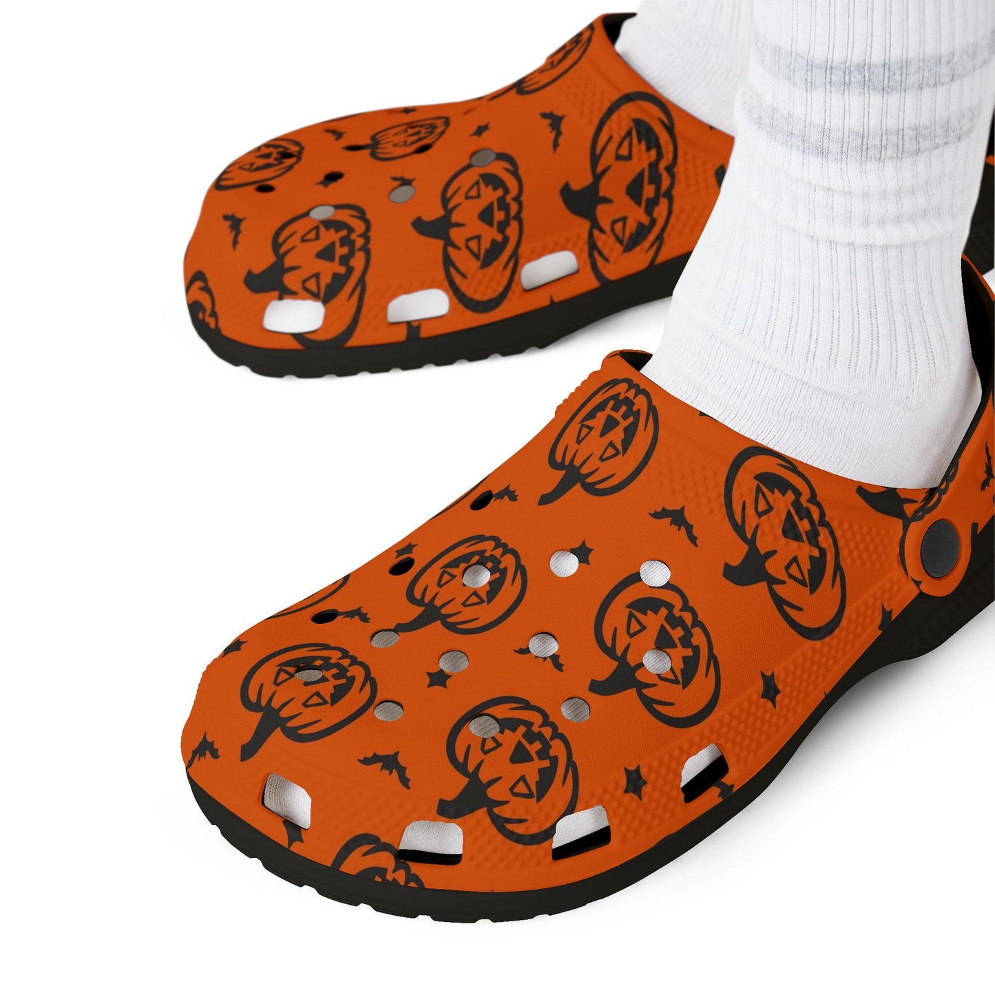Pumpkin Pattern EVA Foam Clogs | Fun Halloween Footwear, Comfortable House Shoes, Festive Garden Shoes, Unique Gifting Idea