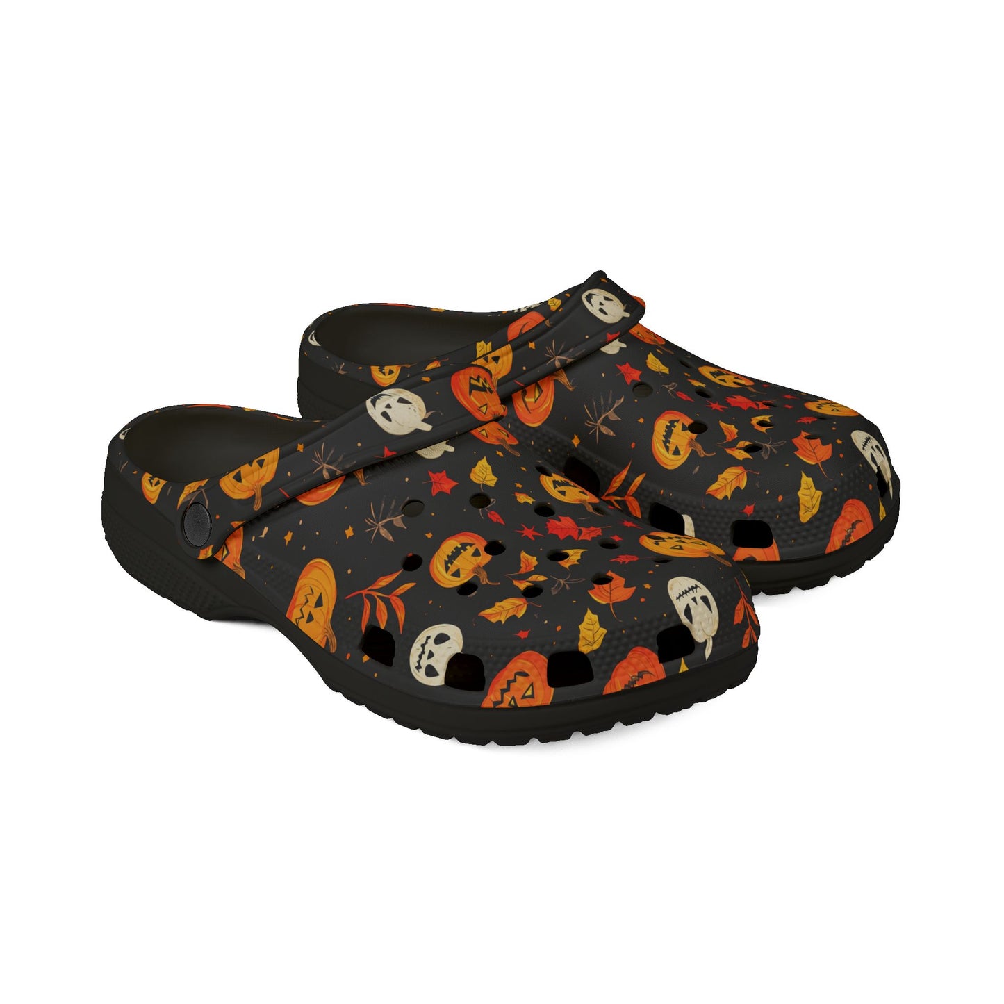 Halloween EVA Foam Rubber Shoes, Fun Clogs, Festive Footwear for Fall, Holiday Shoes, Pumpkin Pattern Slippers