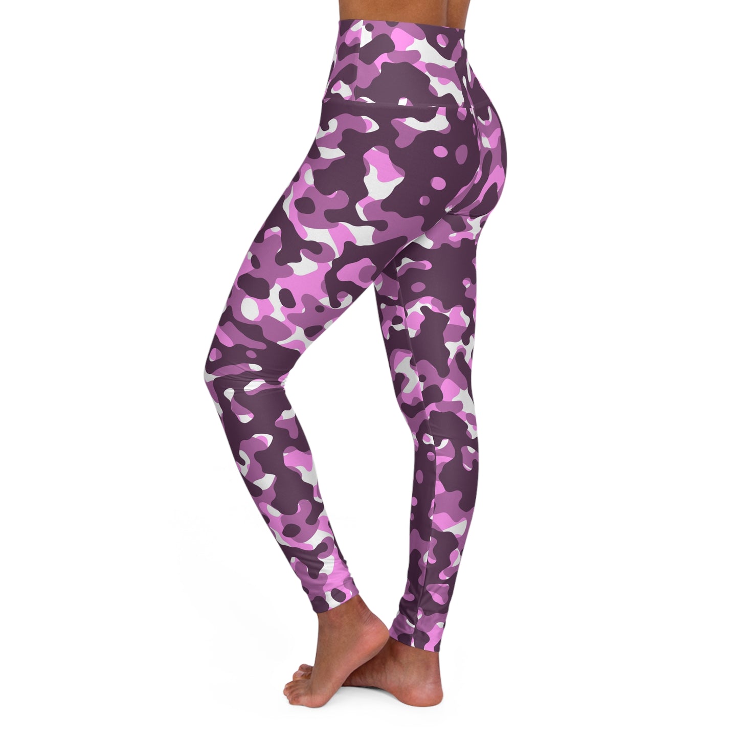 Stylish High Waisted Yoga Leggings, Comfortable Workout Tights, Trendy Exercise Leggings, Fitness Apparel, Purple Camouflage Activewear