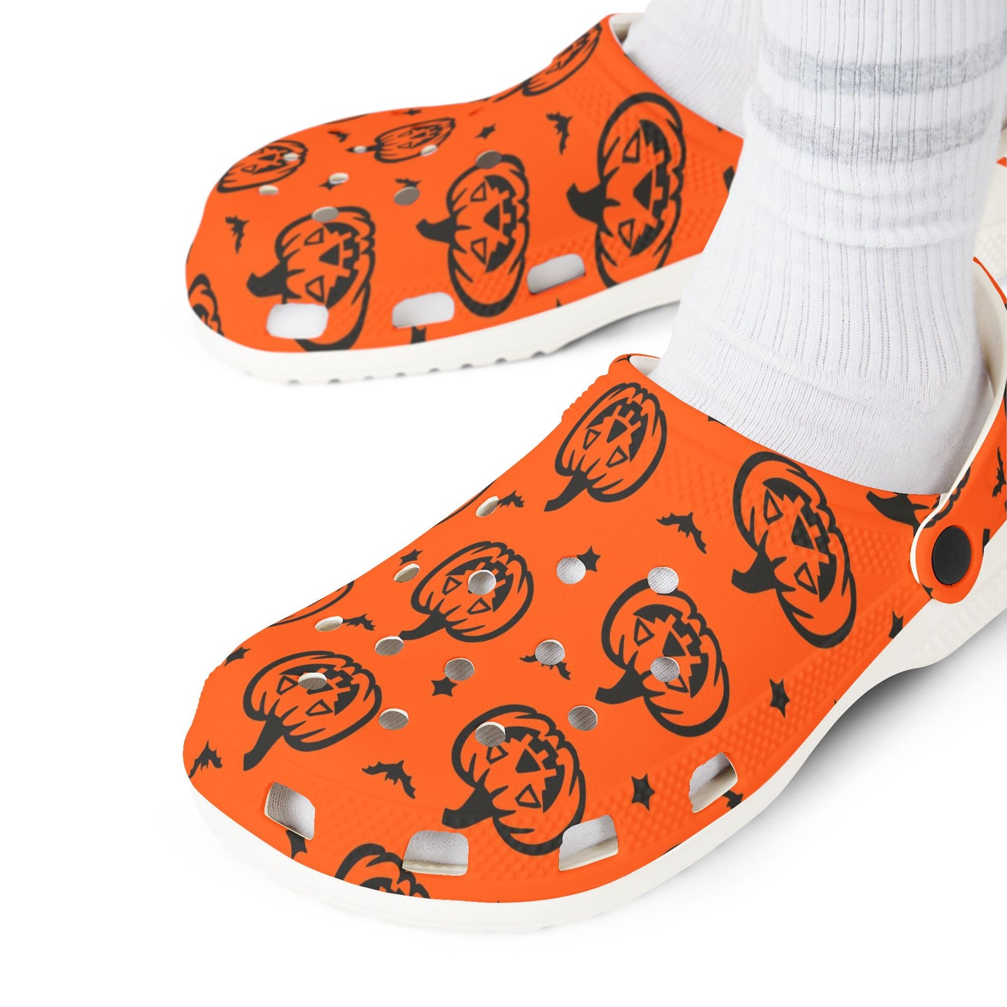 Pumpkin Pattern EVA Foam Clogs | Fun Halloween Footwear, Comfortable House Shoes, Festive Garden Shoes, Unique Gifting Idea