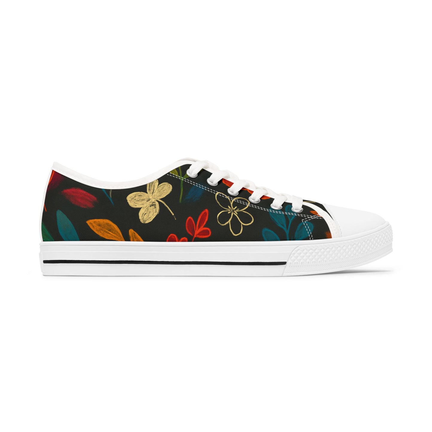 Bohemian Floral Low Top Sneakers | Stylish Canvas Shoes for Women | Casual Footwear for Everyday Wear, Festivals, and Gifts