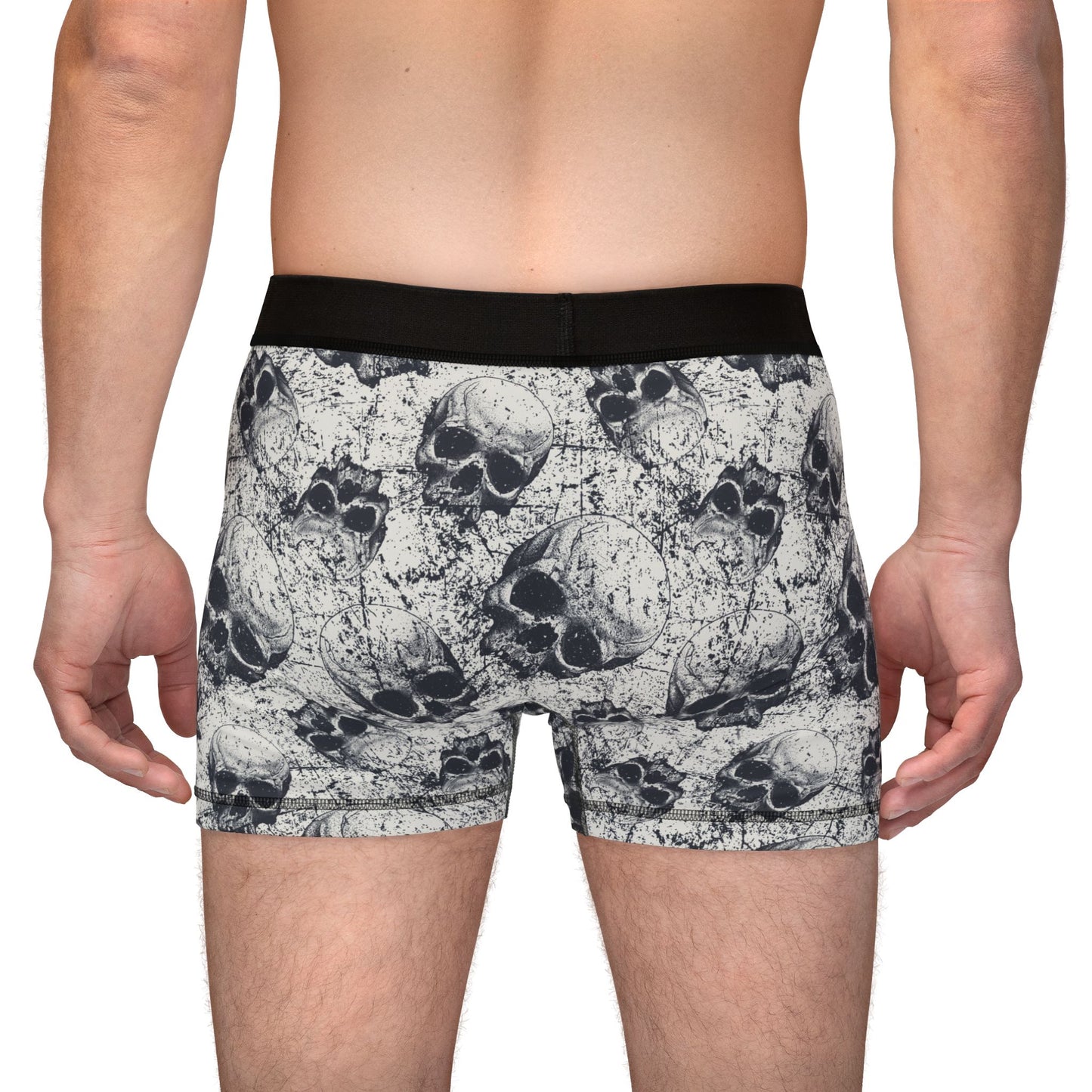 Skull Print Men's Boxers, Gothic Underwear, Unique Men's Loungewear, Halloween Gift, Comfortable Boxer Briefs