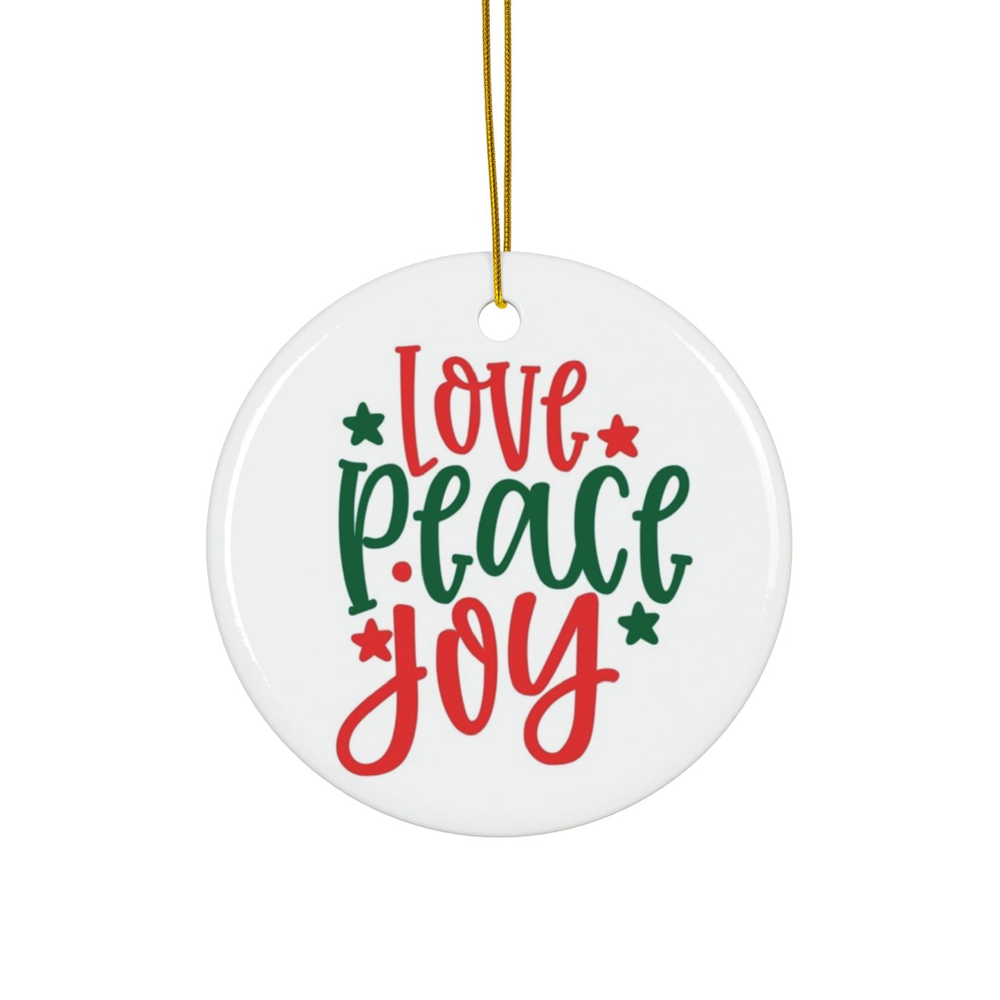Holiday Decorative Ceramic Ornaments - Love, Peace, Joy (Set of 1, 3, 5, 10)