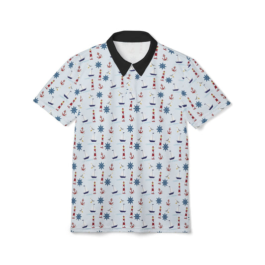 Summer Nautical Unisex Polo Shirt, Beachwear, Vacation Outfit, Casual Style, Gift for Him/Her, Boating Apparel