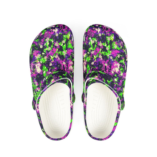 Vibrant EVA Foam Crocs, Colorful Garden Clogs, Stylish Slip-On Footwear, Fun Summer Shoes, Artistic Indoor/Outdoor Sandals