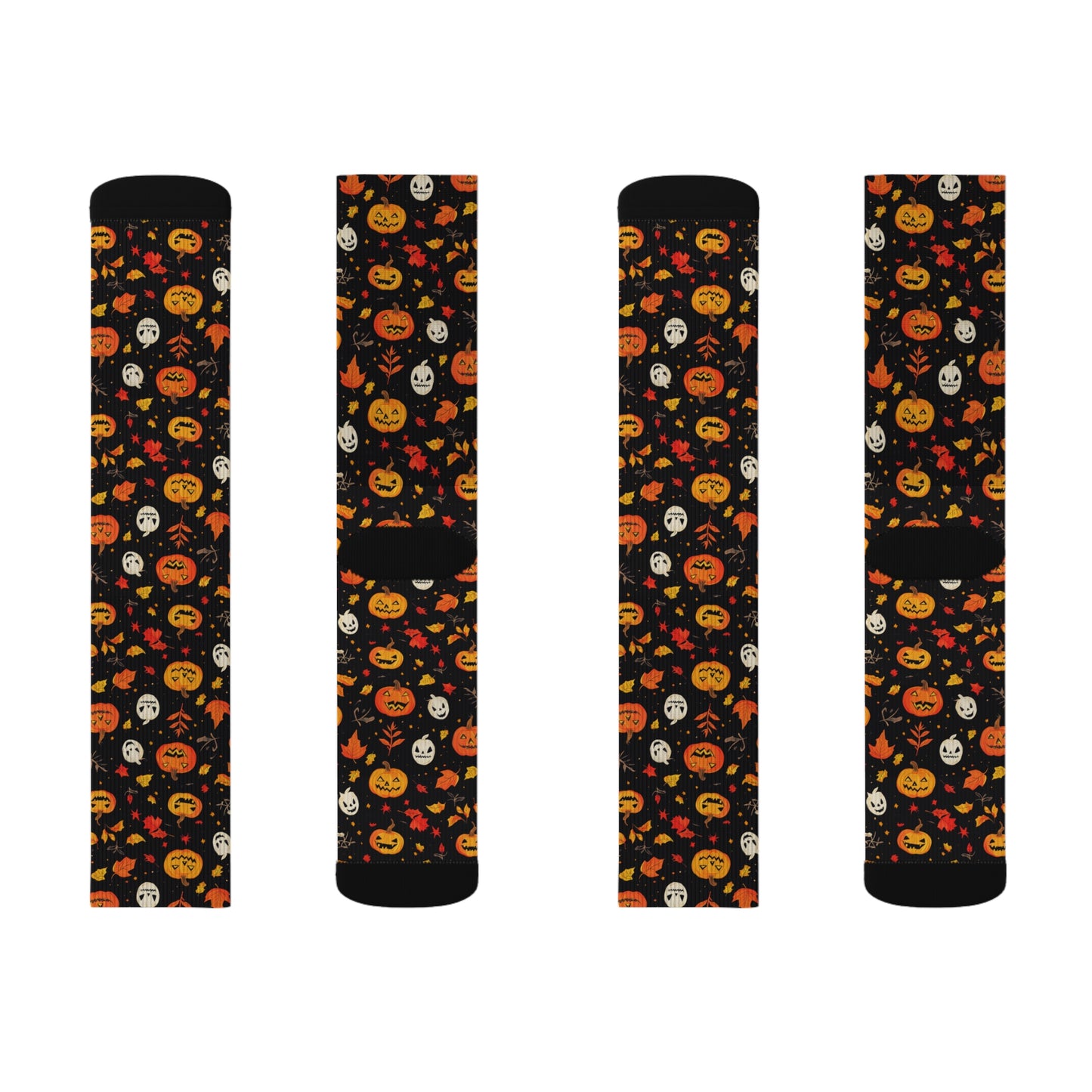 Halloween Pumpkin Pattern Socks, Fun Fall Accessories, Cozy Holiday Gift, Seasonal Wear, Cute Stocking Stuffers, Sublimation Socks