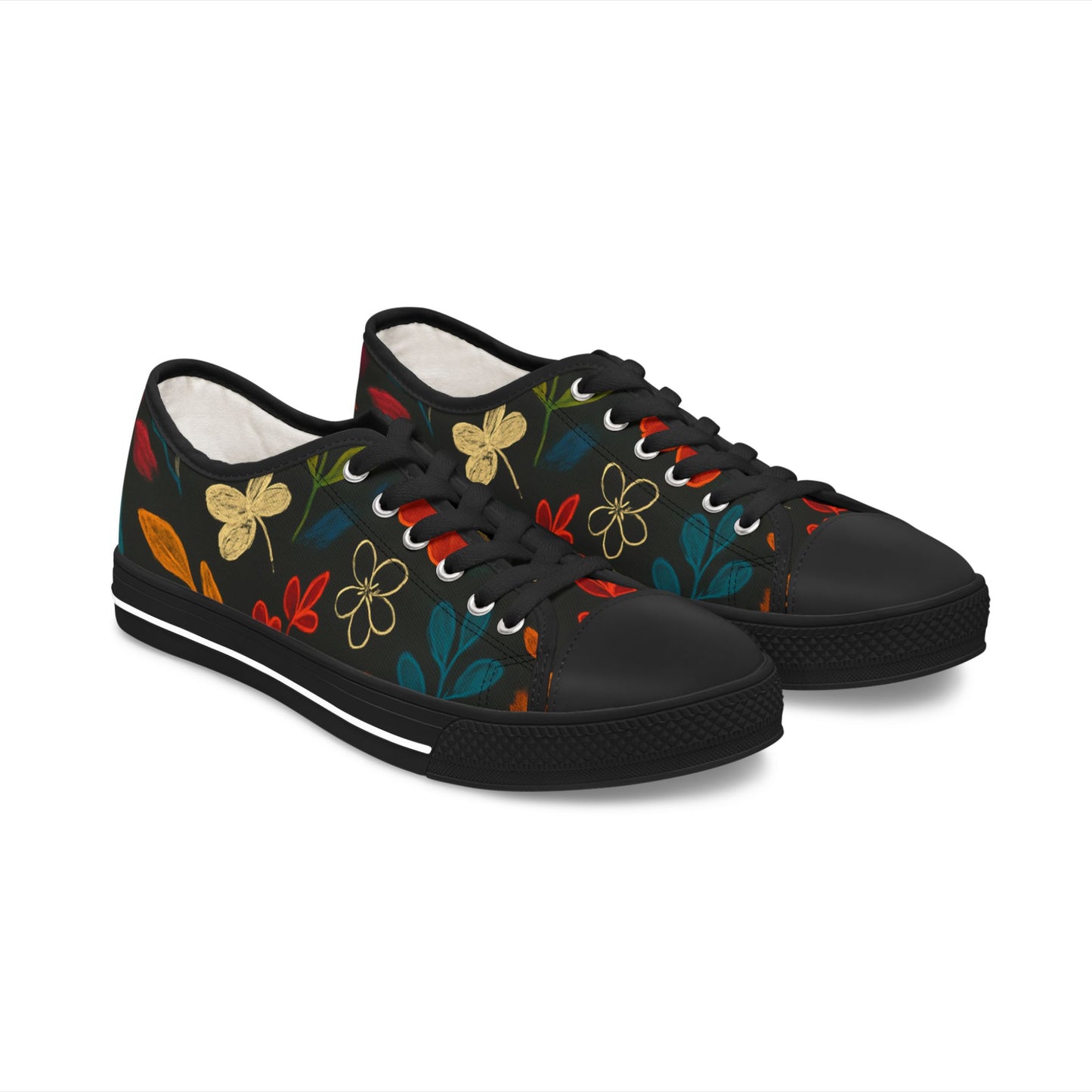 Bohemian Floral Low Top Sneakers | Stylish Canvas Shoes for Women | Casual Footwear for Everyday Wear, Festivals, and Gifts