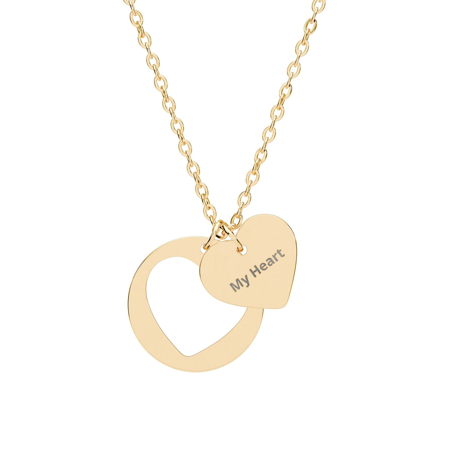 Engraved Heart Cutout Necklace — Personalized Initial Pendant