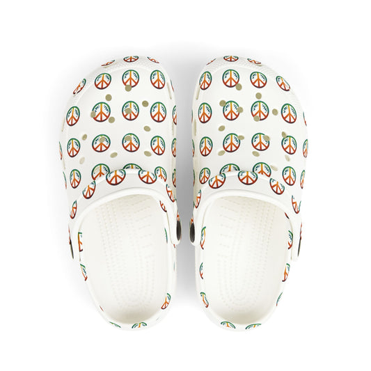 Kid's Peace Print EVA Foam Clogs, Fun Summer Footwear, Kids' Garden Shoes, Playtime Slip-Ons, Ideal for Beach and Pool