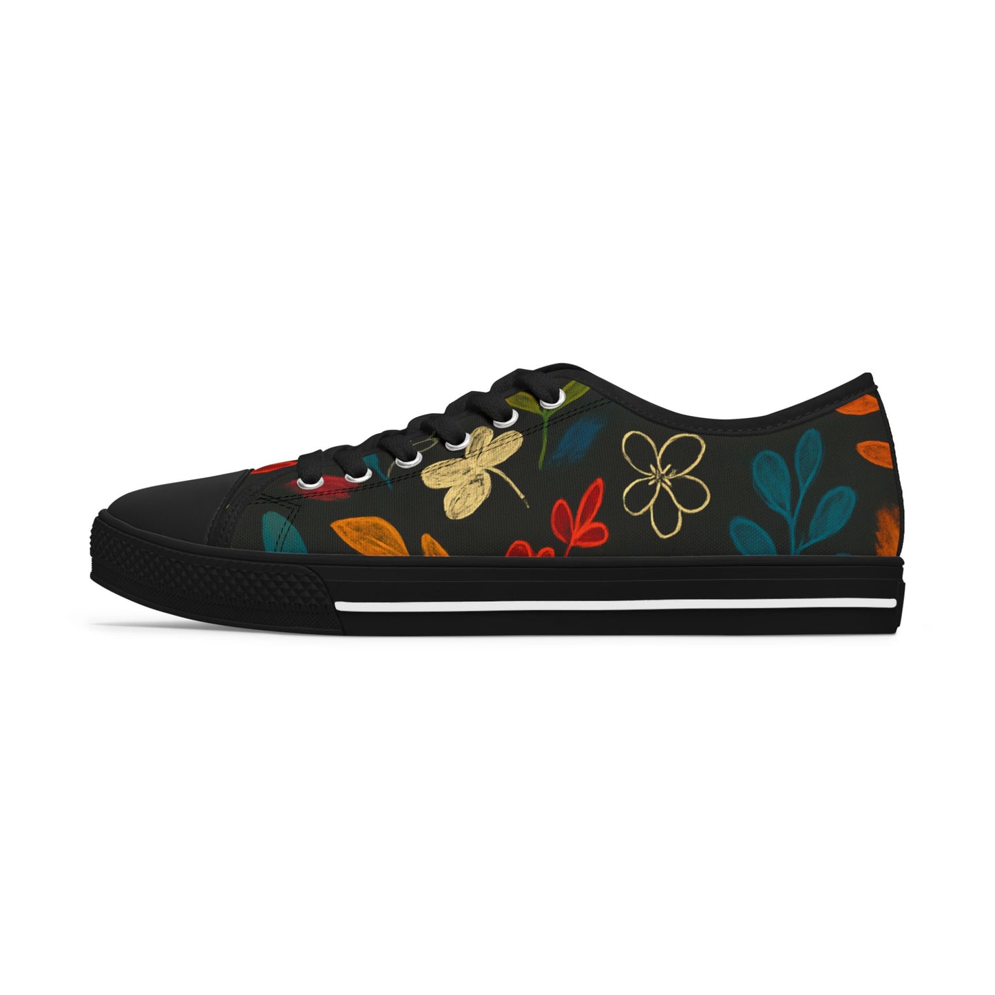 Bohemian Floral Low Top Sneakers | Stylish Canvas Shoes for Women | Casual Footwear for Everyday Wear, Festivals, and Gifts