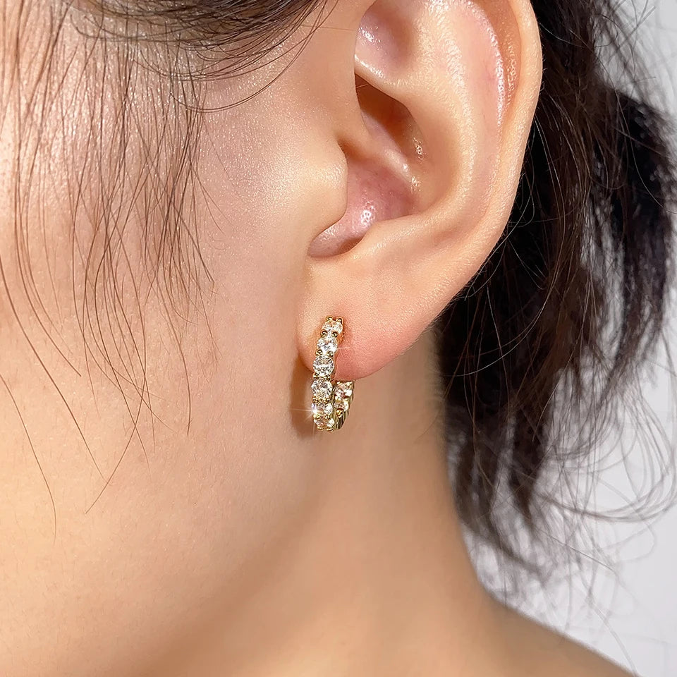 6pcs Shiny Zircon Ear Rings White Gold Color Huggie Cartilage Piercing Ear Cuff Tiny Earring for Women Jewelry Gift