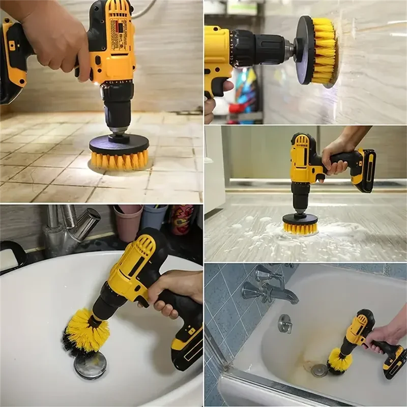 3 pcs/set drill brush set power scrubber wash cleaning brushes tool kit for Grout Floor tub shower tile bathroom kitchen surface