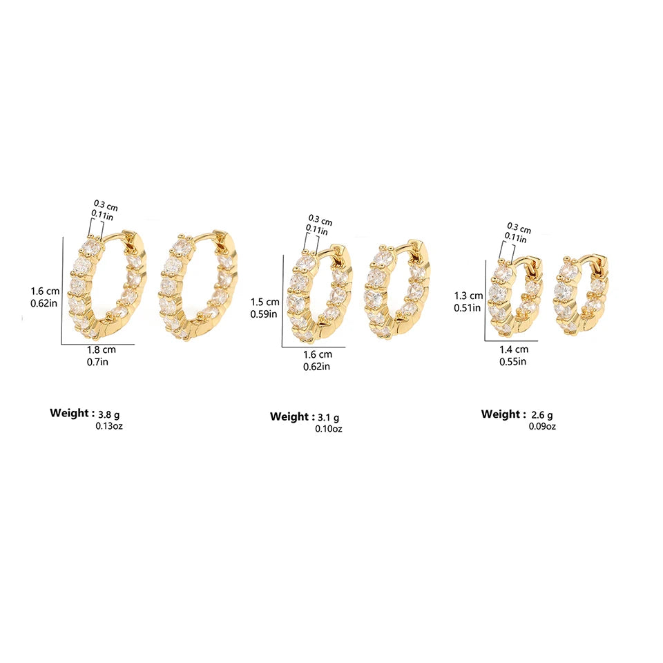6pcs Shiny Zircon Ear Rings White Gold Color Huggie Cartilage Piercing Ear Cuff Tiny Earring for Women Jewelry Gift