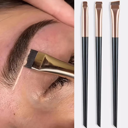 3-Piece Makeup Brush Set: Sickle-Shaped Eyeliner Brush, Fine Angled Eyebrow Brush, Eyeliner Brush, Ultra-Fine Eyeshadow Brush