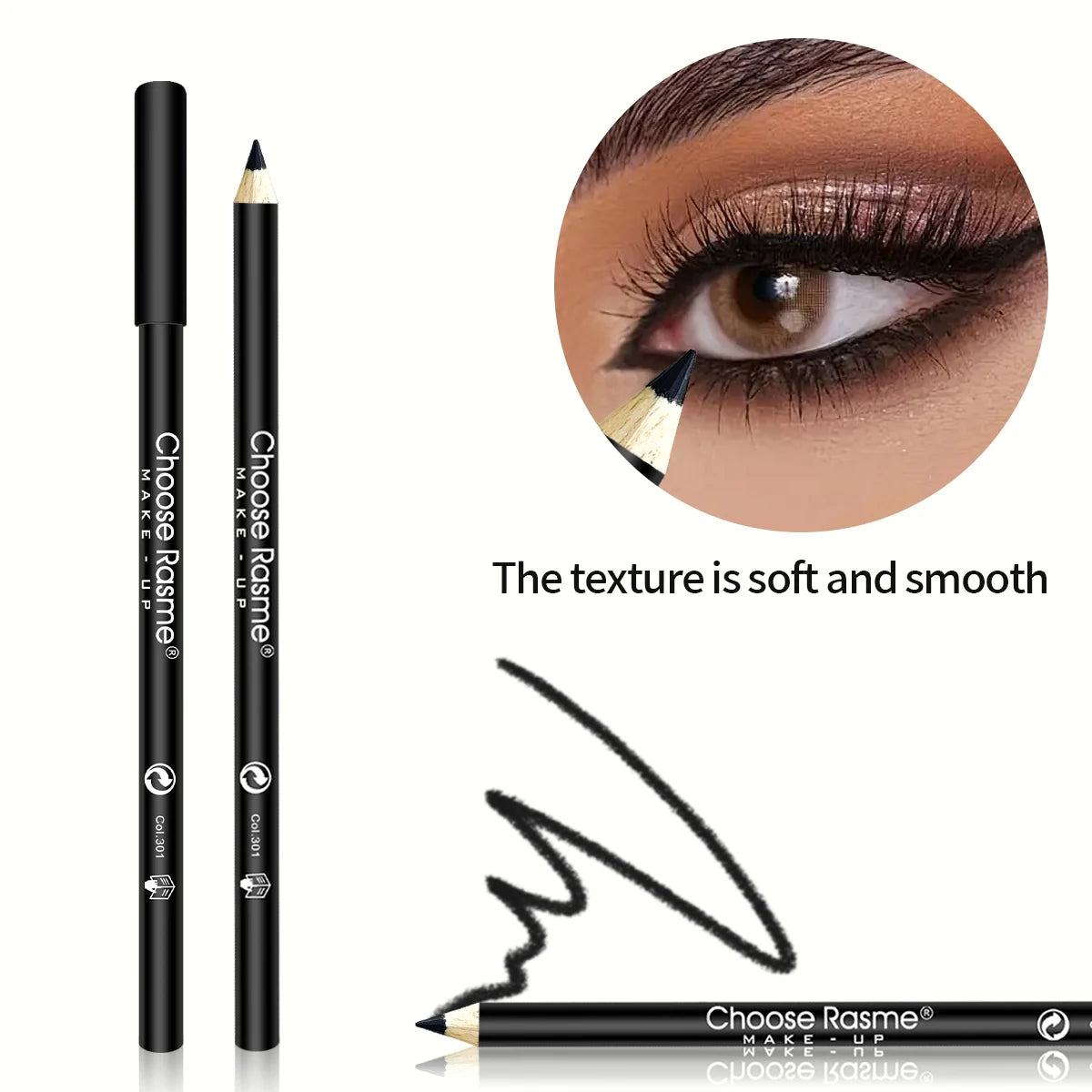 12pcs Black Eyeliner Pencil, Wooden Rod Pen, Solid Black Hook Eye Liner with Various Makeup, Eyeliner, Makeup