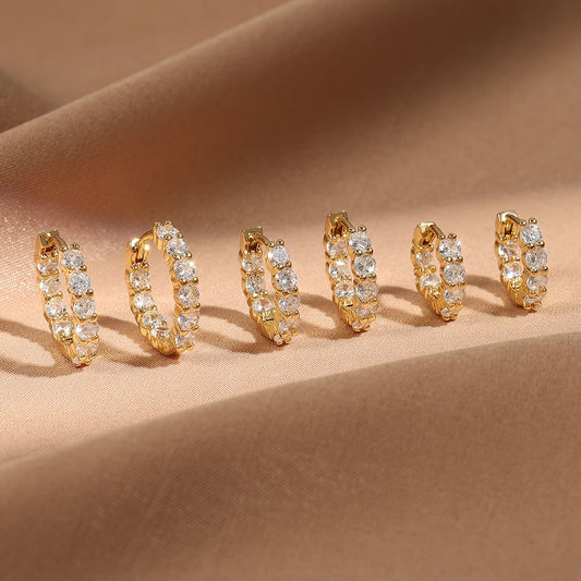 6pcs Shiny Zircon Ear Rings White Gold Color Huggie Cartilage Piercing Ear Cuff Tiny Earring for Women Jewelry Gift