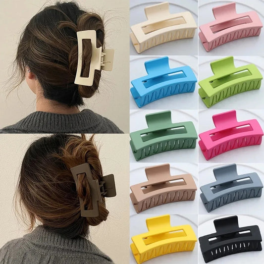 Large Size Women's Girls Plastic Hair Claws Clips Crab Barrette Fashion Hairpin Headwear Hair Accessories Ornament