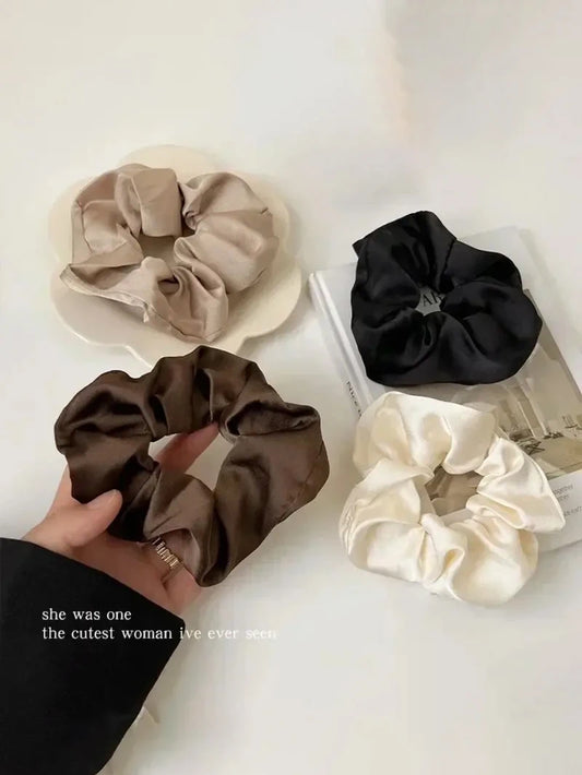 1/3PCS Vintage Silk Hair Scrunchies Elastic Hair Bands Solid Color Women Girls Headwear Ponytail Ties Rope Hair Accessories