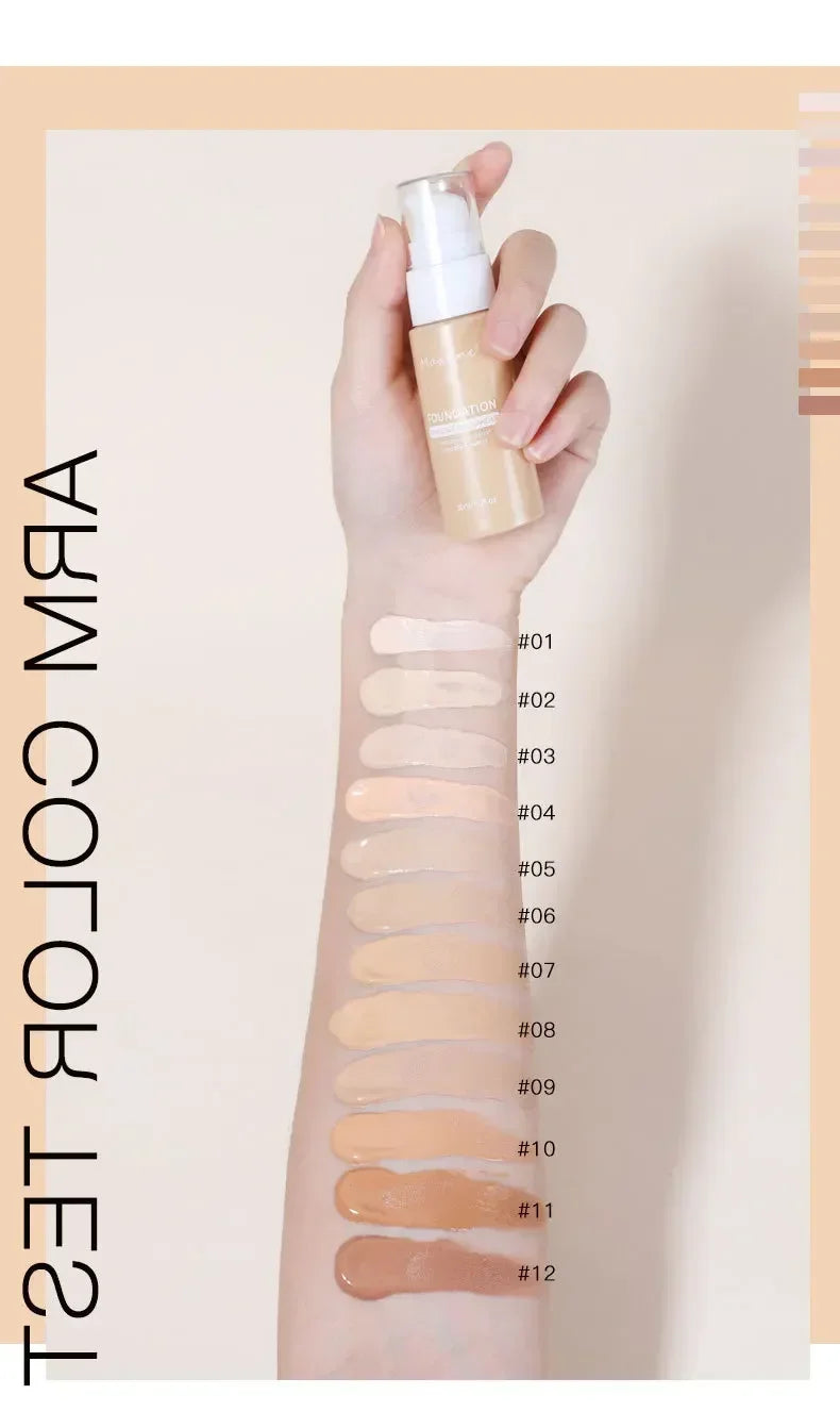 Matte Liquid Foundation Effective Concealer Waterproof Sweat-resistant Makeup Professional Light Thin Delicate Foundation
