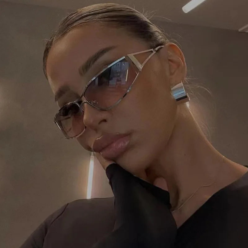 Y2k Sunglasses Women Men Oversized Brand Designer Gradient Goggle Sun Glasses Steampunk Glasses Shades Eyewear Mirror Eyeglasses