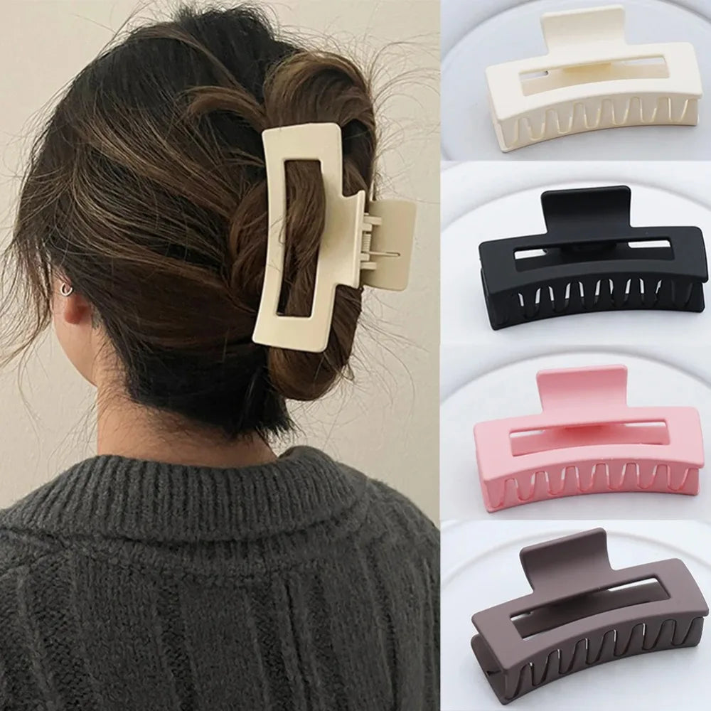 Large Size Women's Girls Plastic Hair Claws Clips Crab Barrette Fashion Hairpin Headwear Hair Accessories Ornament