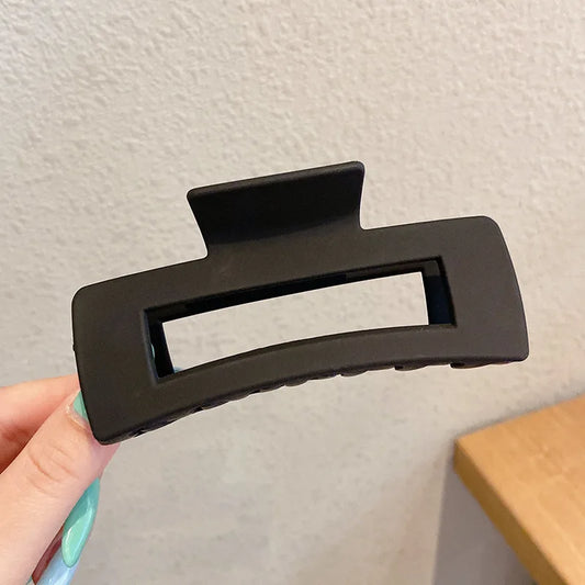 Black Geometric Square Hair Claw Clips for Women Hollow Acrylic Shark Clips Minimalist Versatile Back Head Hairgrips Accessories