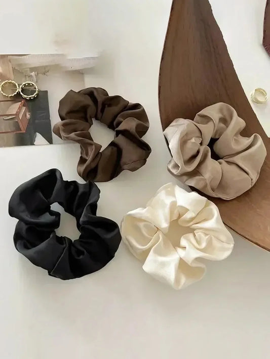 1/3PCS Vintage Silk Hair Scrunchies Elastic Hair Bands Solid Color Women Girls Headwear Ponytail Ties Rope Hair Accessories