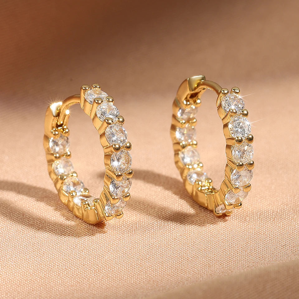 6pcs Shiny Zircon Ear Rings White Gold Color Huggie Cartilage Piercing Ear Cuff Tiny Earring for Women Jewelry Gift