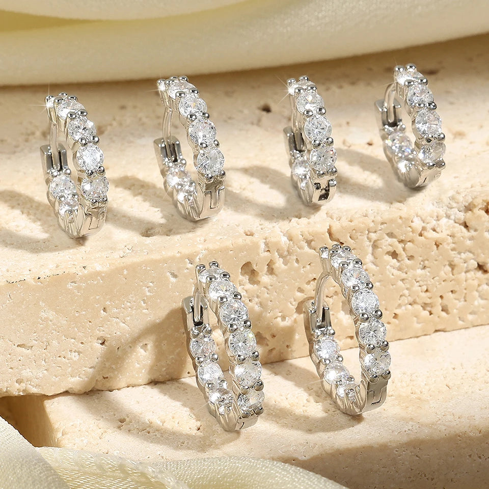 6pcs Shiny Zircon Ear Rings White Gold Color Huggie Cartilage Piercing Ear Cuff Tiny Earring for Women Jewelry Gift