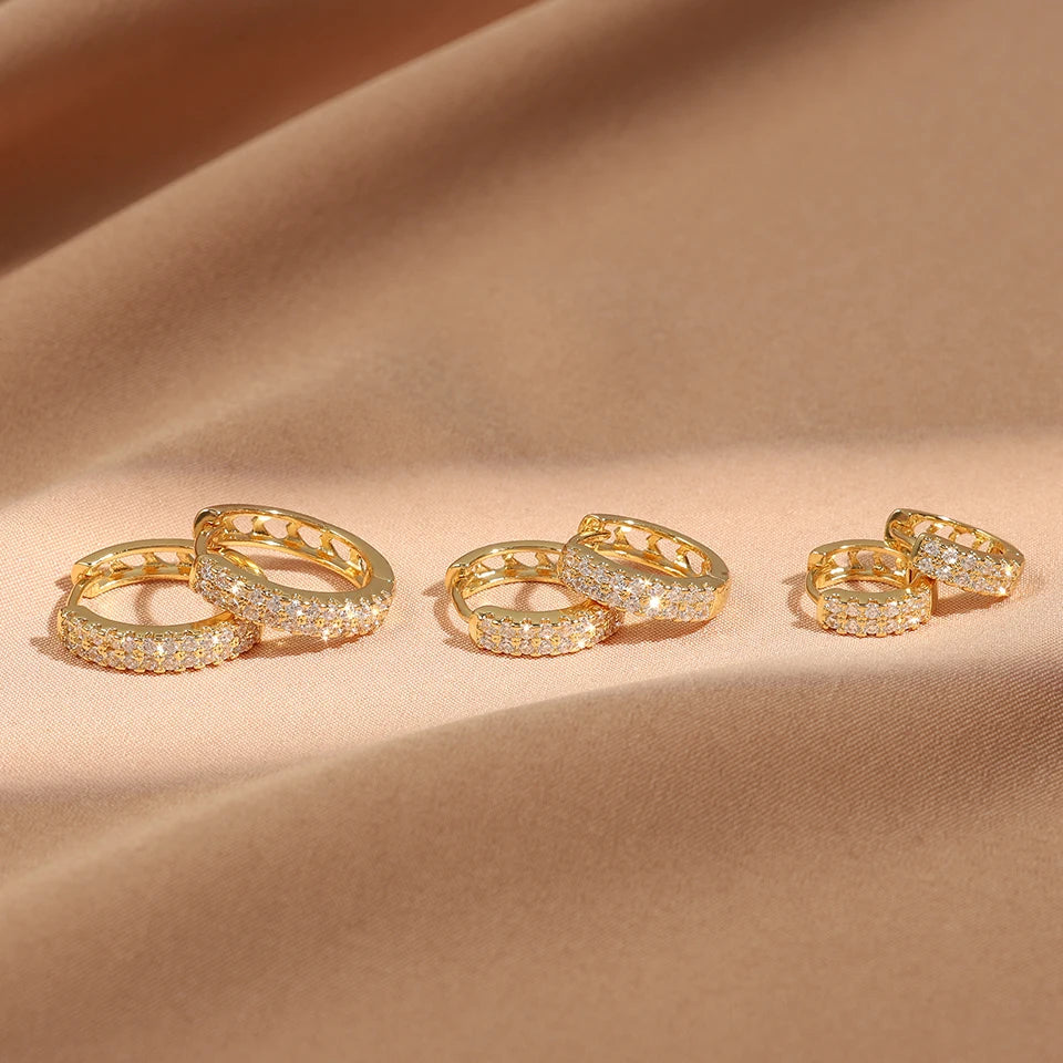 6pcs Shiny Zircon Ear Rings White Gold Color Huggie Cartilage Piercing Ear Cuff Tiny Earring for Women Jewelry Gift
