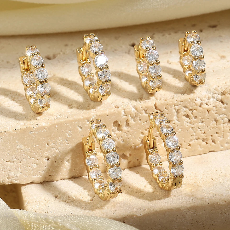 6pcs Shiny Zircon Ear Rings White Gold Color Huggie Cartilage Piercing Ear Cuff Tiny Earring for Women Jewelry Gift